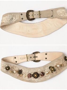 Vintage M. Gentile Beige Leather Corset Belt 🤍